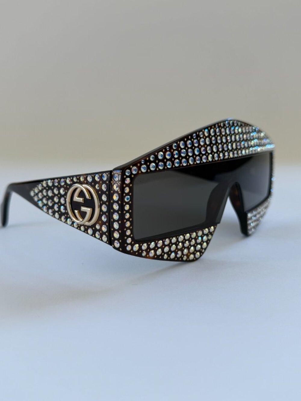 Gucci Hollywood Forever Crystal Shield Sunglasses Certified Authentic